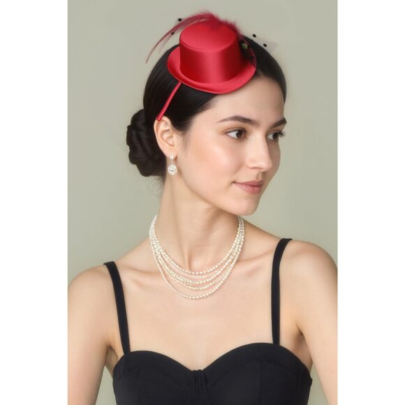 Mini Tea Party Hats - Fascinators For Women Derby Top Hat Tulle 1979